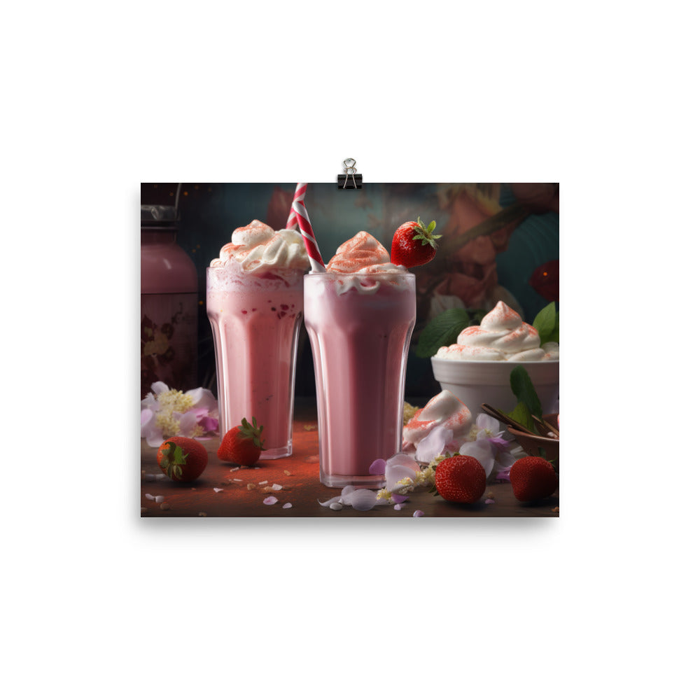 Strawberry shortcake milkshake photo paper poster - Posterfy.AI