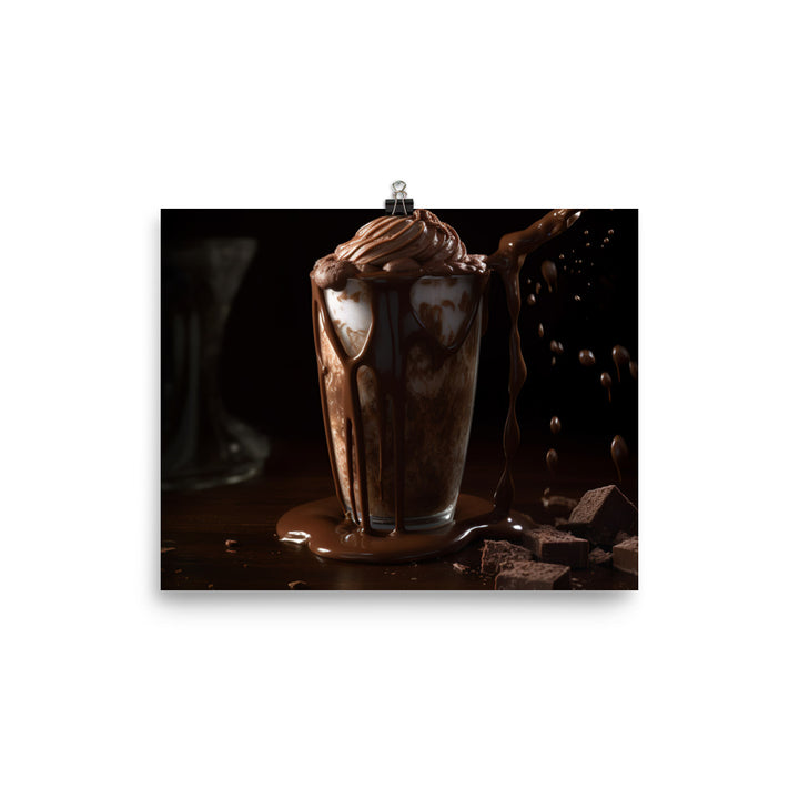 Chocolate fudge brownie milkshake photo paper poster - Posterfy.AI