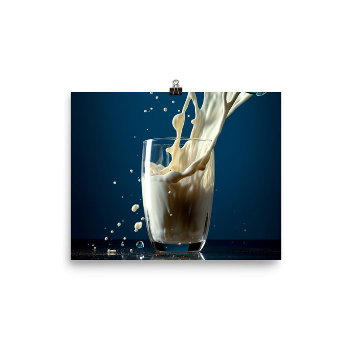 Pouring classic vanilla milkshake photo paper poster - Posterfy.AI