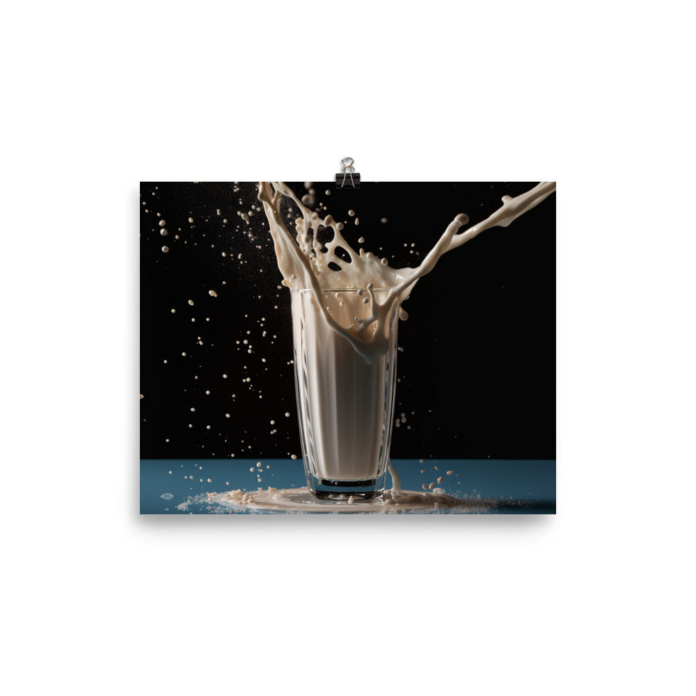 Pouring classic vanilla milkshake photo paper poster - Posterfy.AI