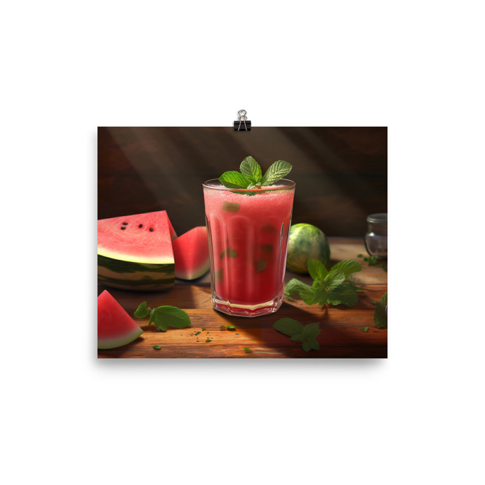 Watermelon mint smoothie photo paper poster - Posterfy.AI