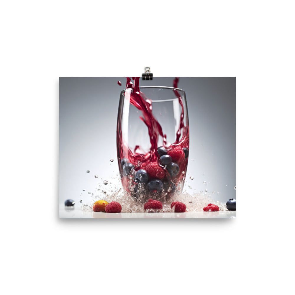 Pouring a mixed berry smoothie photo paper poster - Posterfy.AI