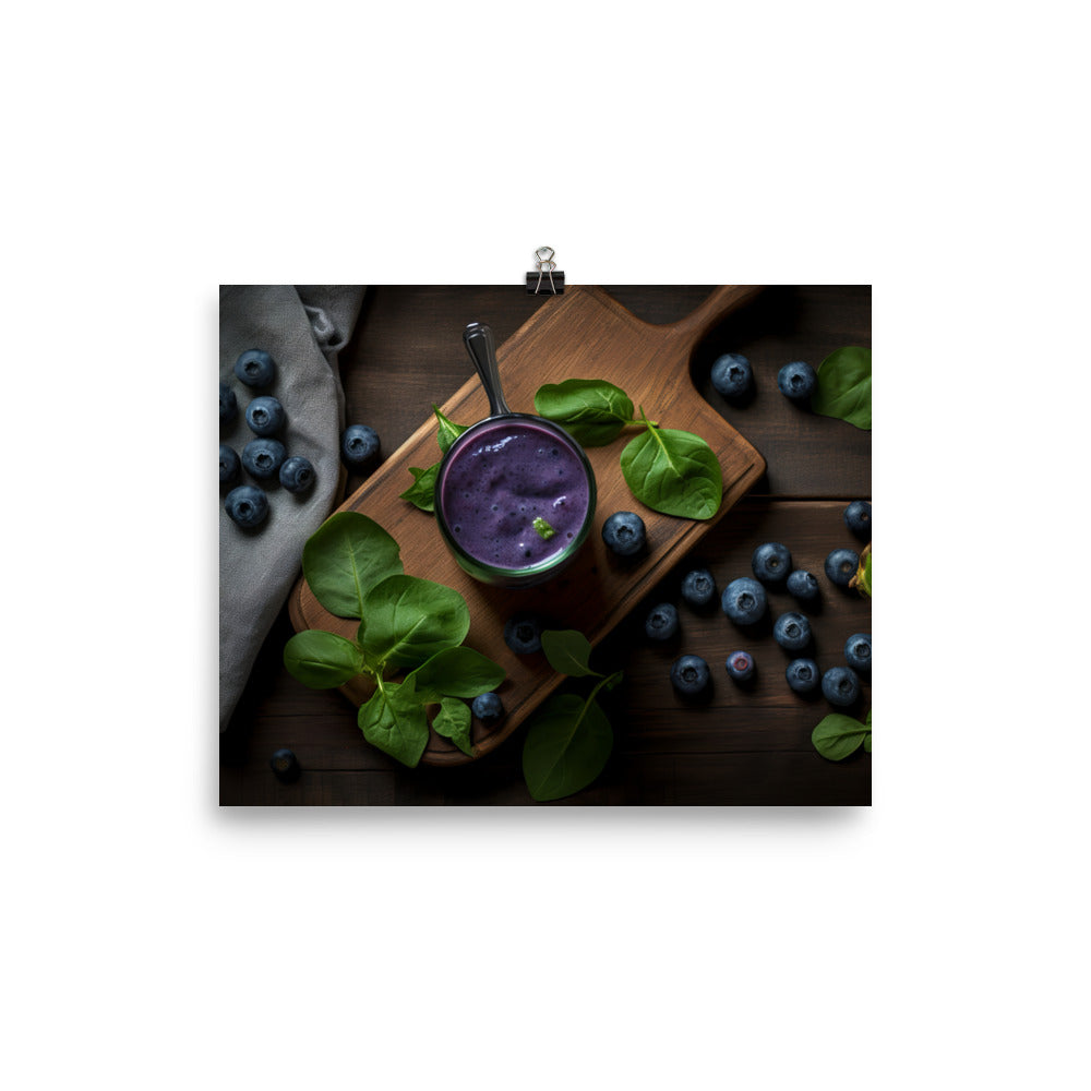 Blueberry spinach smoothie photo paper poster - Posterfy.AI