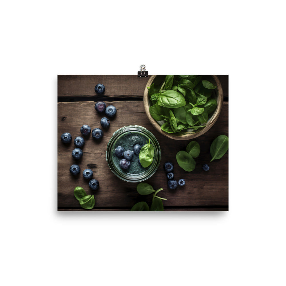 Blueberry spinach smoothie photo paper poster - Posterfy.AI