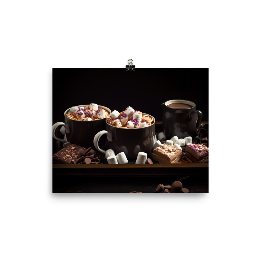 Hot chocolate and marshmallows photo paper poster - Posterfy.AI