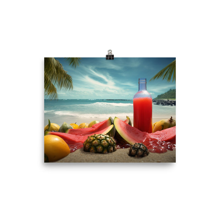 A bottle of watermelon juice photo paper poster - Posterfy.AI