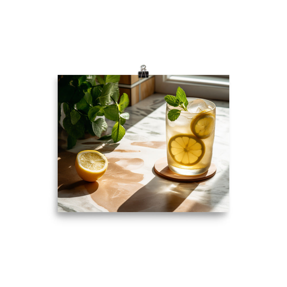 Iced white tea and lemon photo paper poster - Posterfy.AI