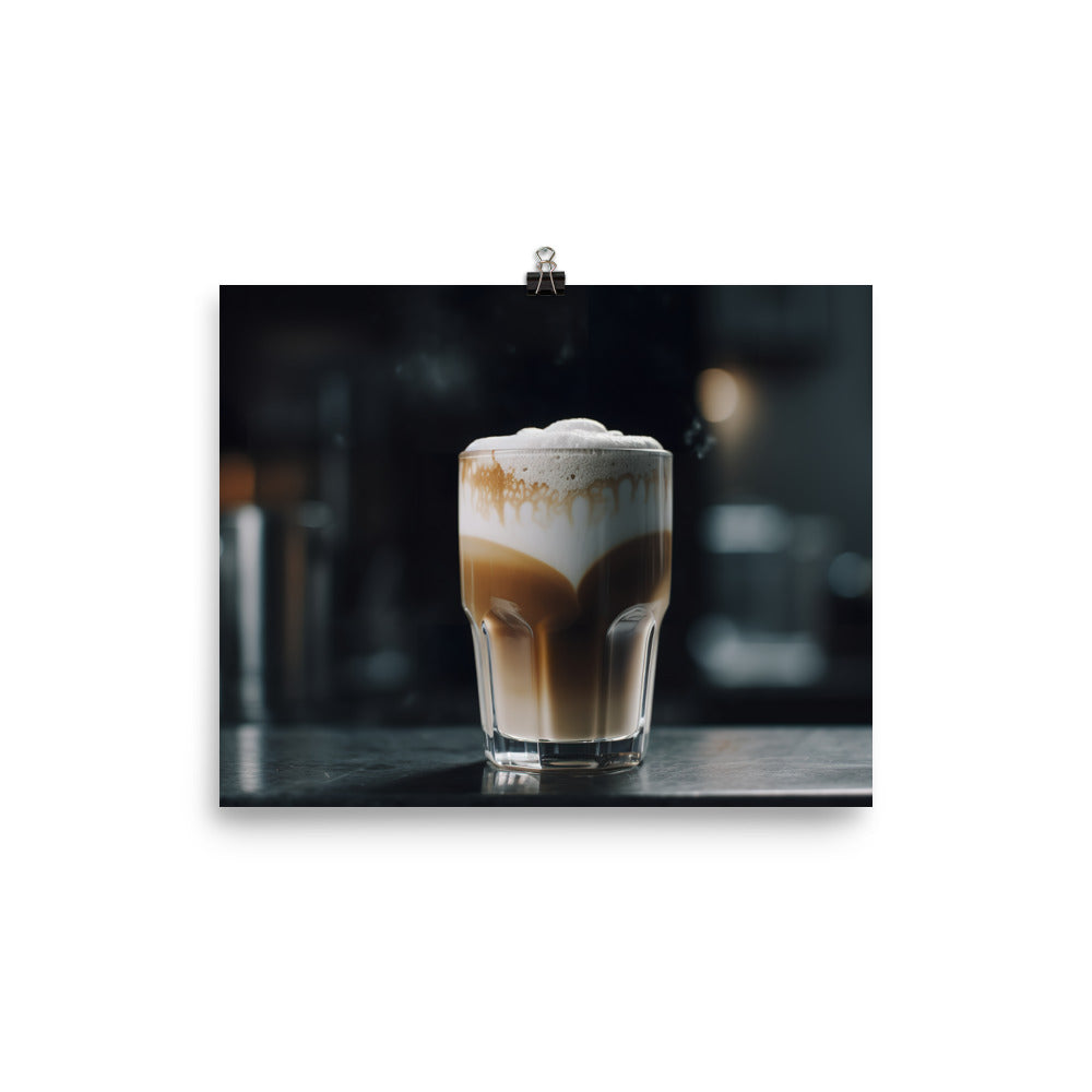 Macchiato with Heart Shaped Foam photo paper poster - Posterfy.AI