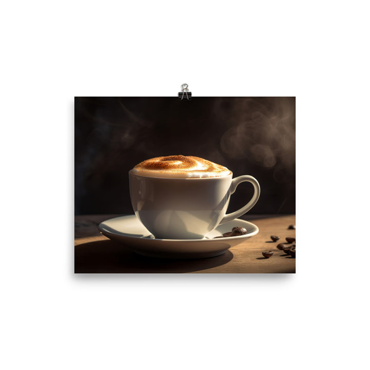 Creamy Macchiato in a Ceramic Cup photo paper poster - Posterfy.AI