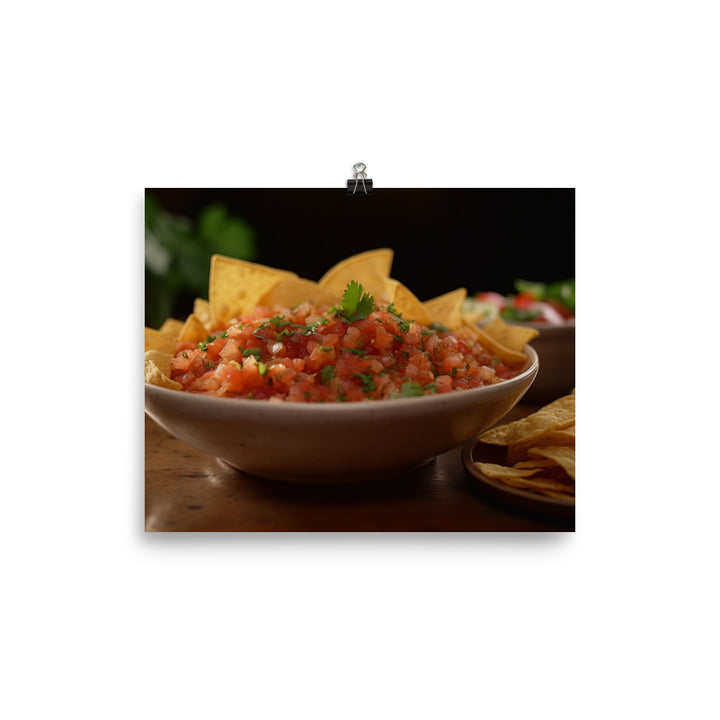 Crispy Chips and Fiery Salsa photo paper poster - Posterfy.AI