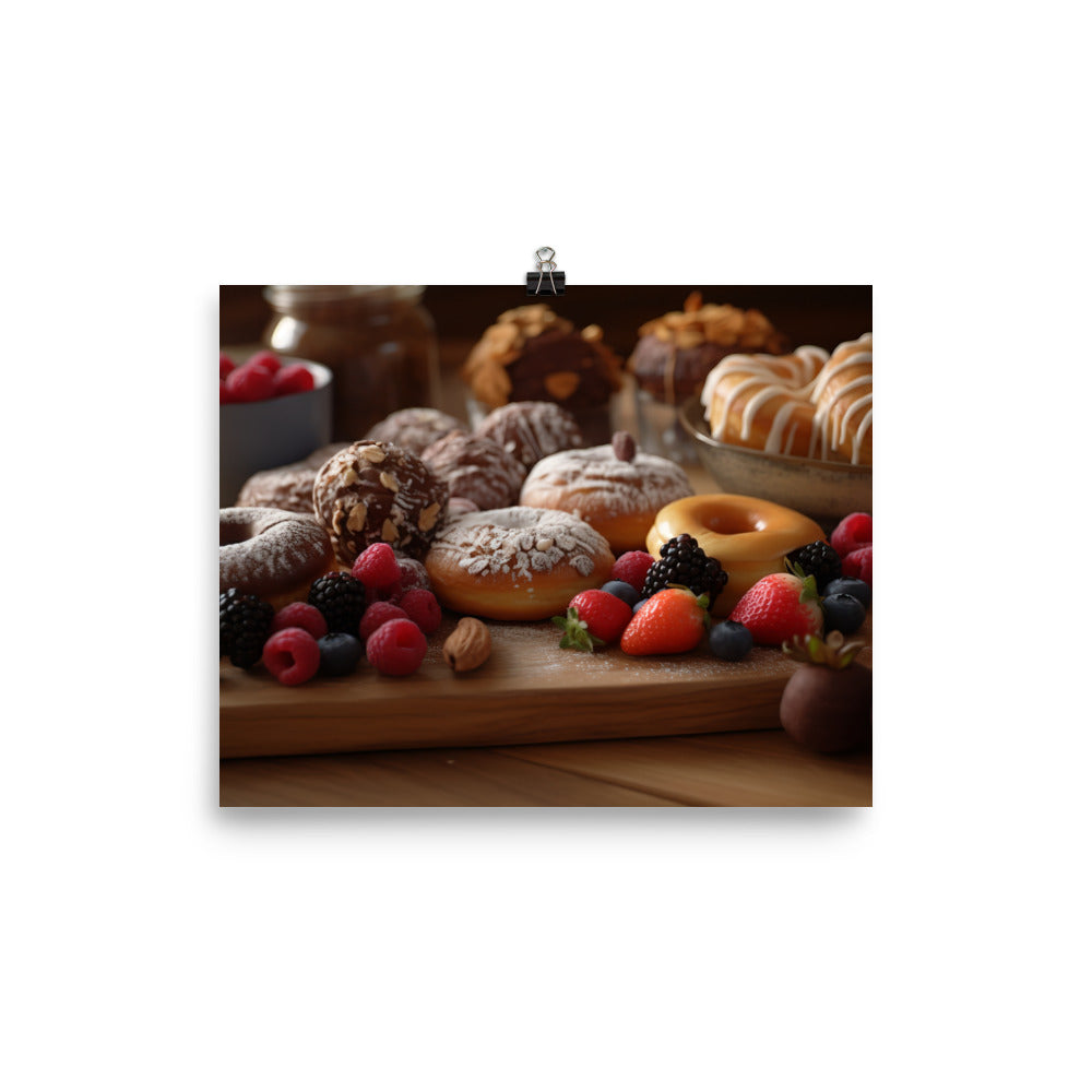 A Delicious Selection of Pastries and Donuts photo paper poster - Posterfy.AI