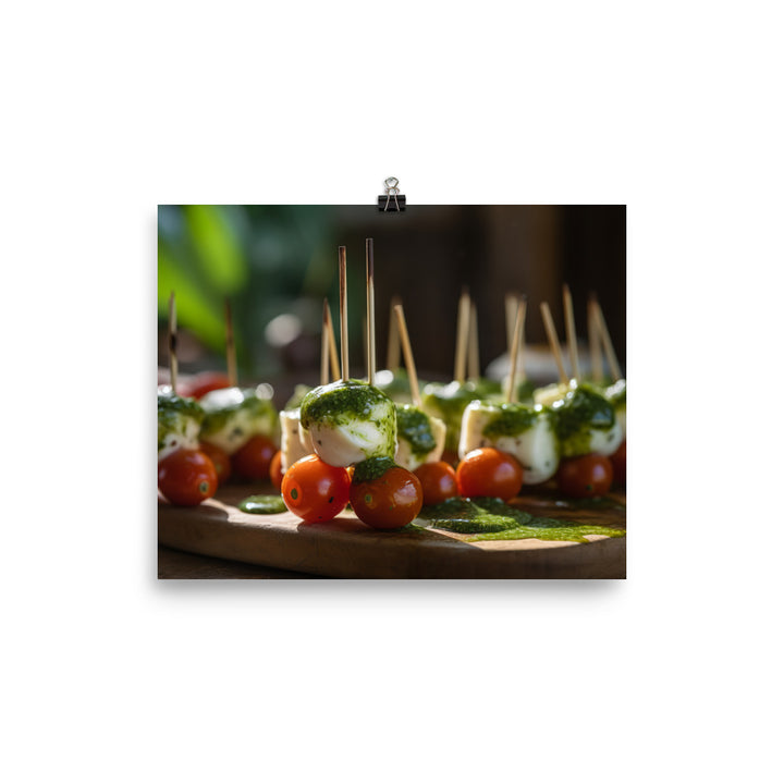 Mozzarella and Tomato Skewers photo paper poster - Posterfy.AI