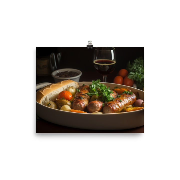 Baked Sausage and Vegetables photo paper poster - Posterfy.AI