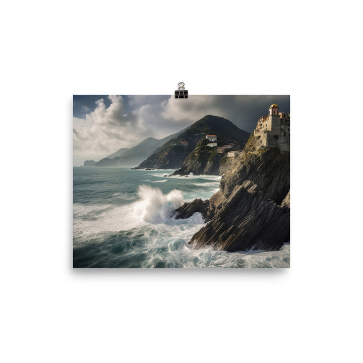 Dramatic Seascapes of the Cinque Terre photo paper poster - Posterfy.AI