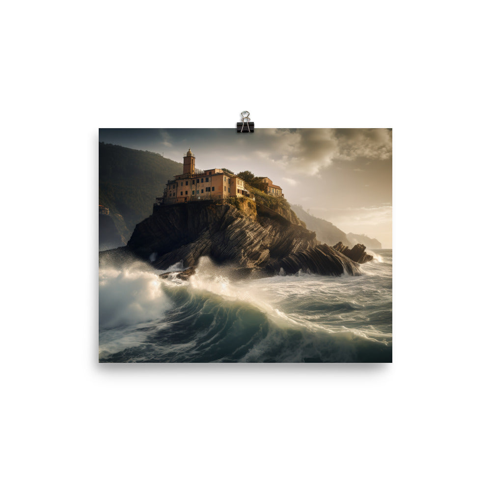 Dramatic Seascapes of the Cinque Terre photo paper poster - Posterfy.AI