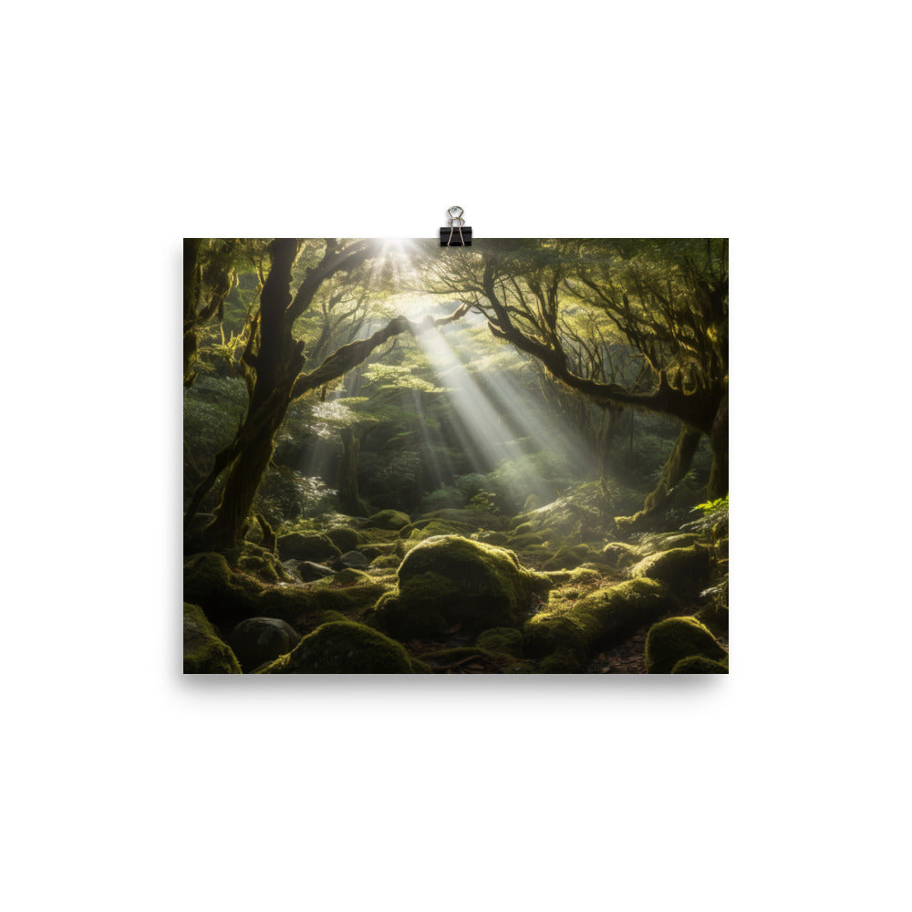 Light in Yakushimas Forests photo  paper poster - Posterfy.AI