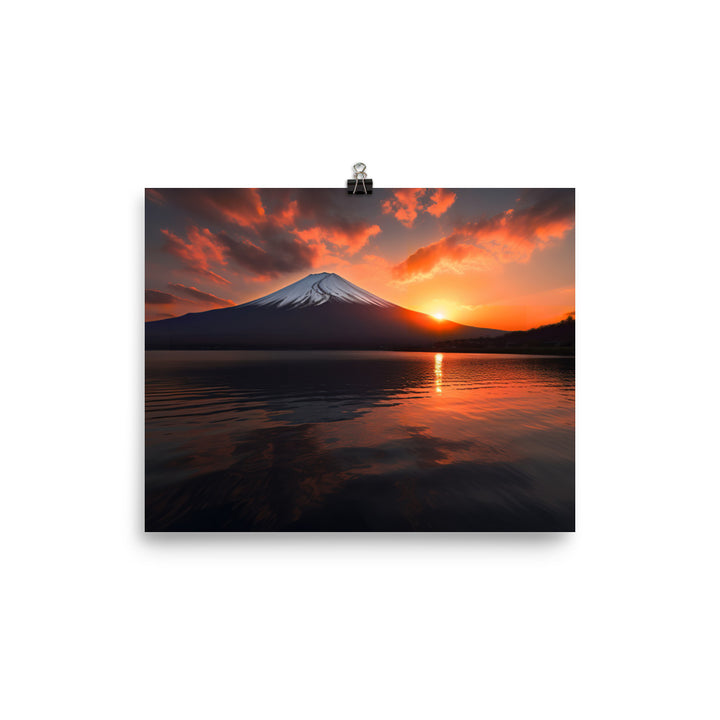 Sunset Splendor at Mount Fuji photo  paper poster - Posterfy.AI