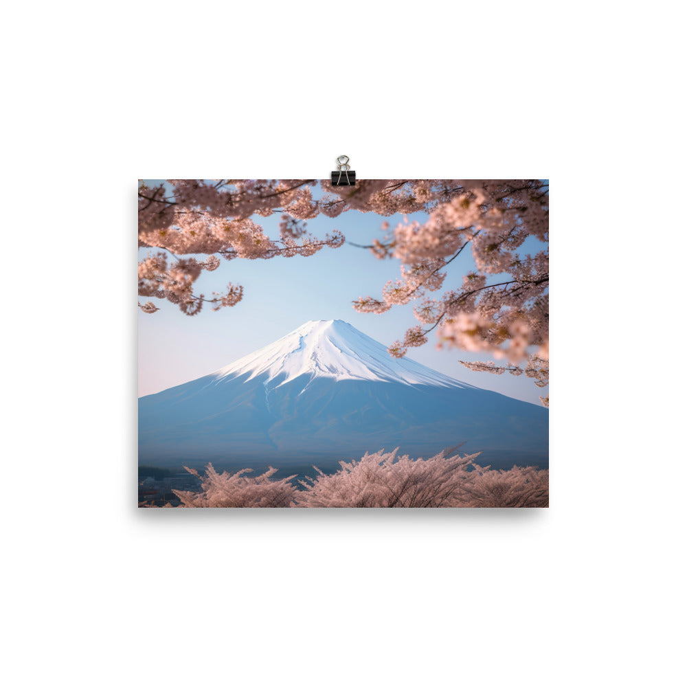 Enveloped in Cherry Blossoms at Mount Fuji photo  paper poster - Posterfy.AI