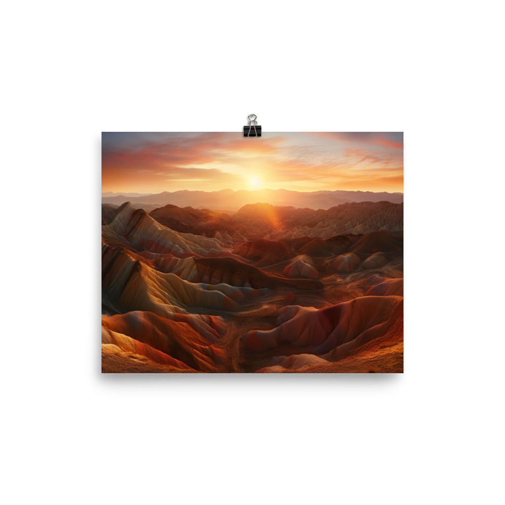 Zhangye Danxia Landform at Sunset photo paper poster - Posterfy.AI