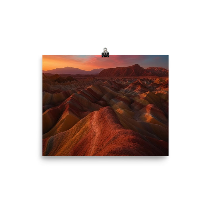 Zhangye Danxia Landform at Sunset photo paper poster - Posterfy.AI