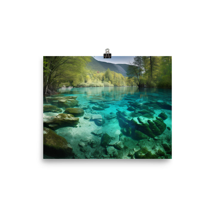 Jiuzhaigou Valleys Crystal clear Lakes photo paper poster - Posterfy.AI