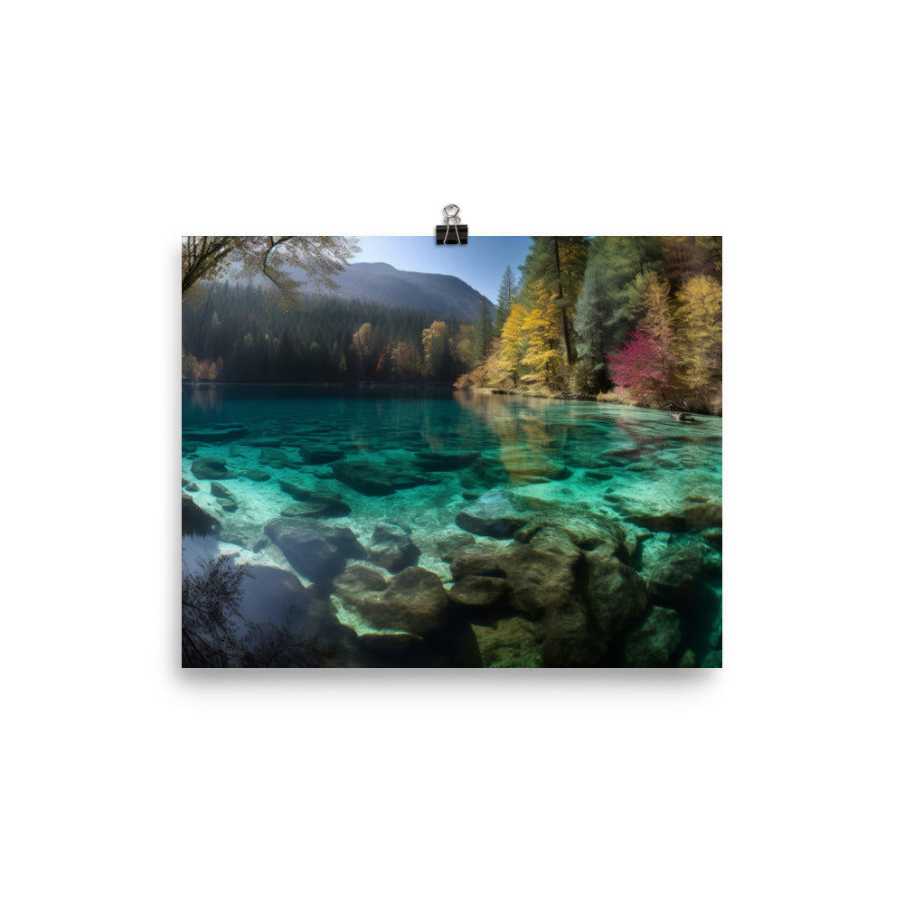 Jiuzhaigou Valleys Crystal clear Lakes photo paper poster - Posterfy.AI