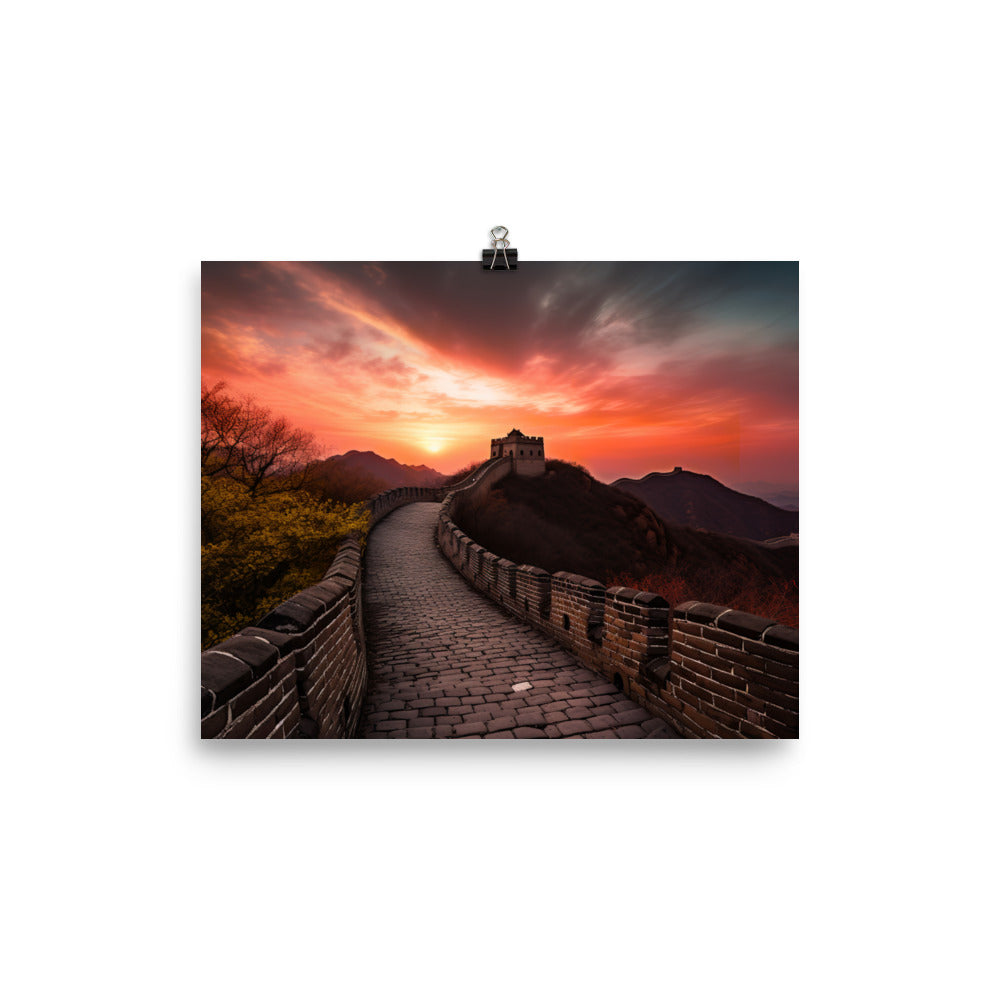 Illuminating the Great Wall at Sunset photo paper poster - Posterfy.AI