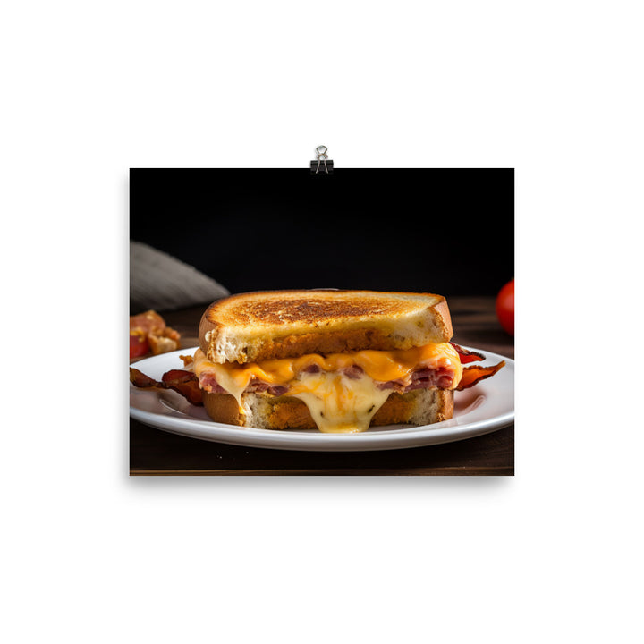 Gourmet Grilled Cheese with Bacon and Tomato photo paper poster - Posterfy.AI