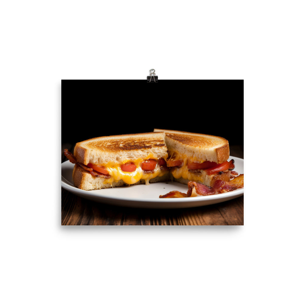 Gourmet Grilled Cheese with Bacon and Tomato photo paper poster - Posterfy.AI