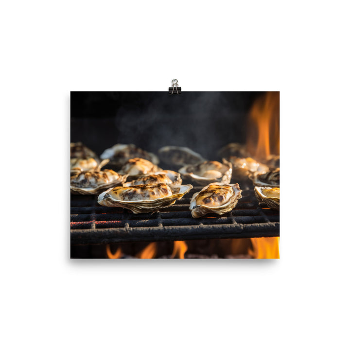 Grilled Malpeque Oysters with Garlic Butter photo paper poster - Posterfy.AI