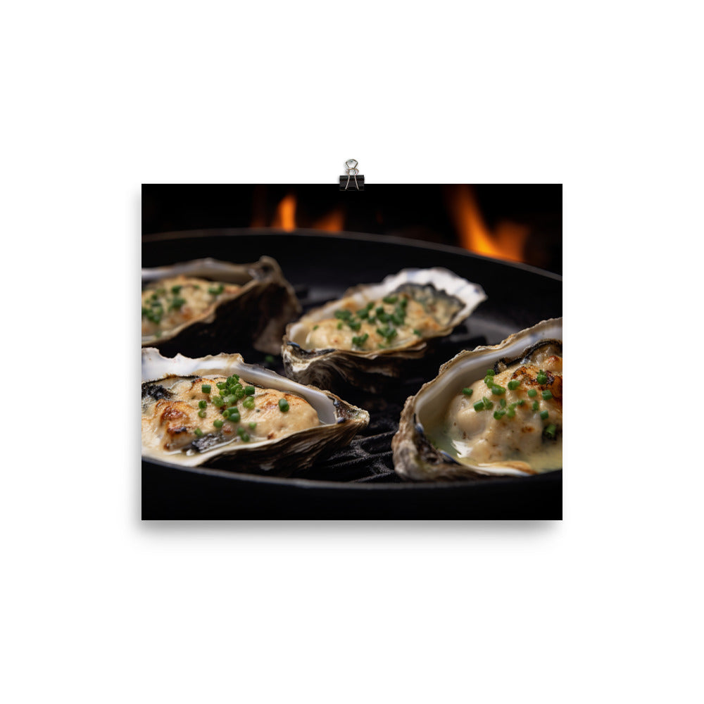 Grilled Pacific Oysters with Garlic and Butter photo paper poster - Posterfy.AI