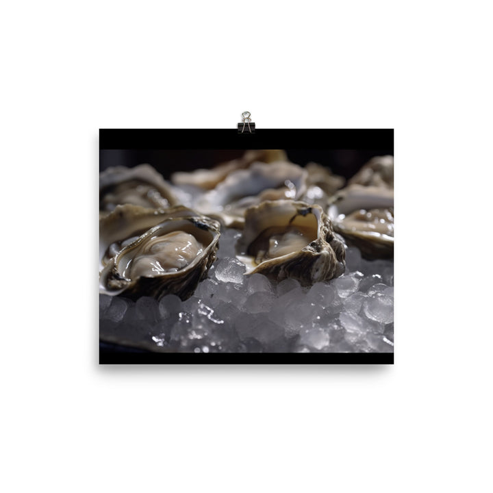 Freshly Shucked Pacific Oysters on Ice photo paper poster - Posterfy.AI