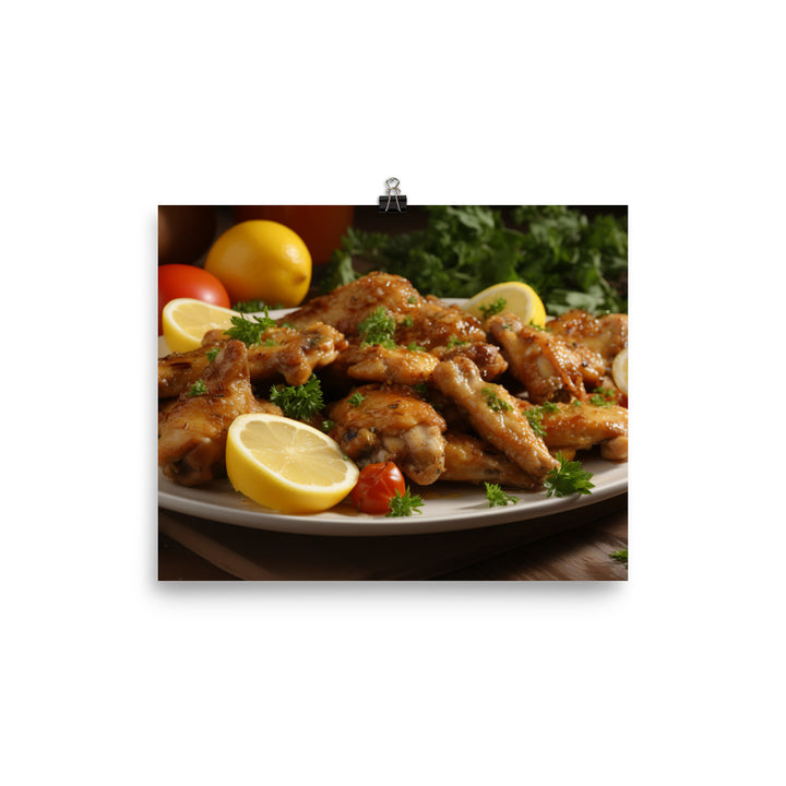 Platter of Honey Mustard Chicken Wings photo paper poster - Posterfy.AI