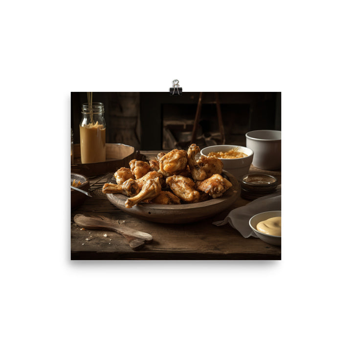 Honey Mustard Chicken Wings with Dipping Sauce photo paper poster - Posterfy.AI