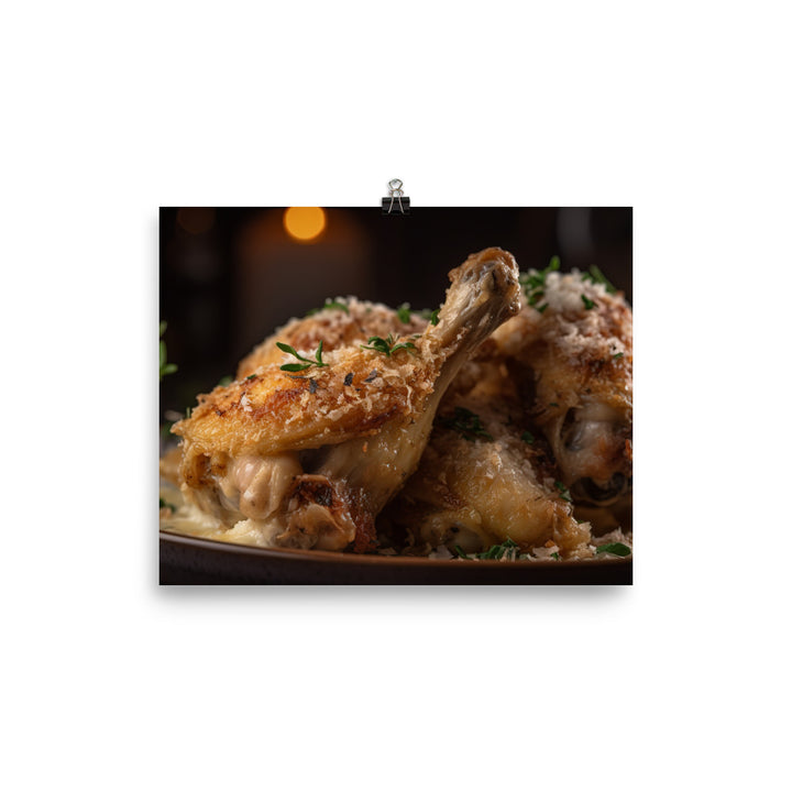 Mouthwatering Garlic Parmesan Chicken Wings photo paper poster - Posterfy.AI