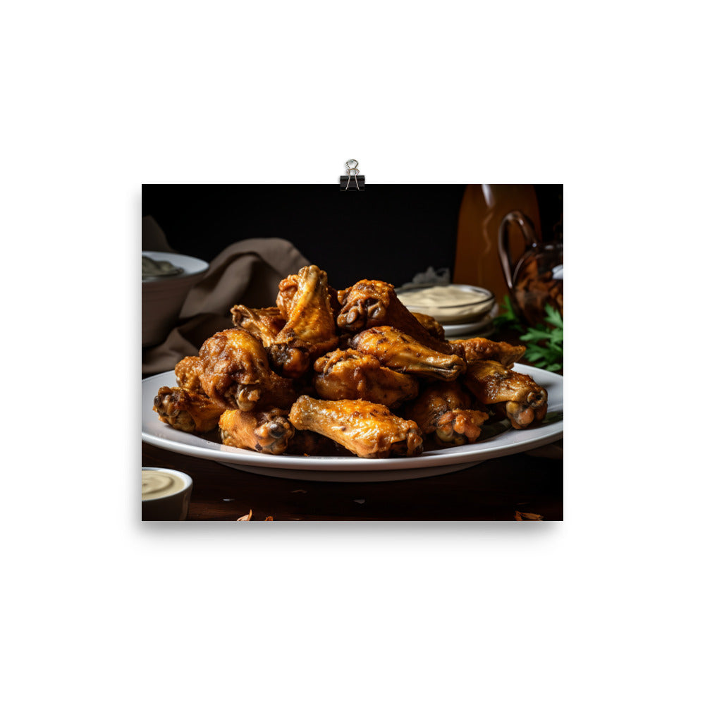 Golden Garlic Parmesan Chicken Wings photo paper poster - Posterfy.AI