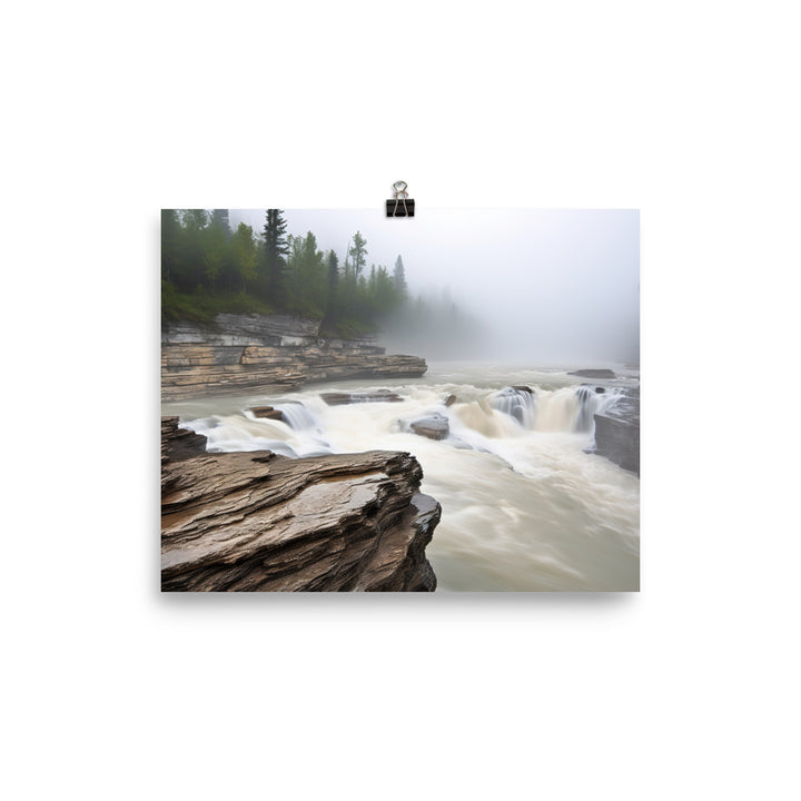 Elegance of Athabasca Falls photo paper poster - Posterfy.AI