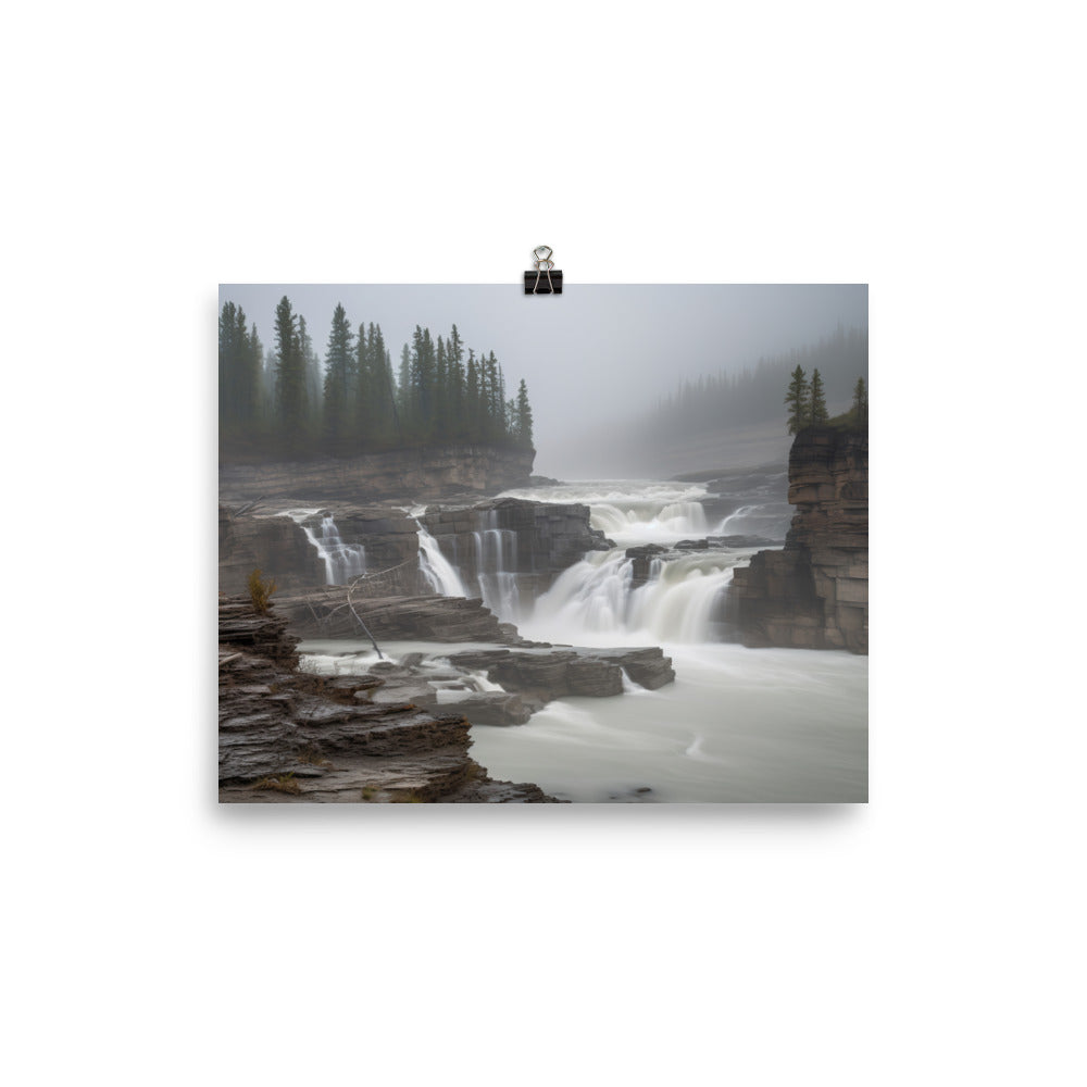 Elegance of Athabasca Falls photo paper poster - Posterfy.AI