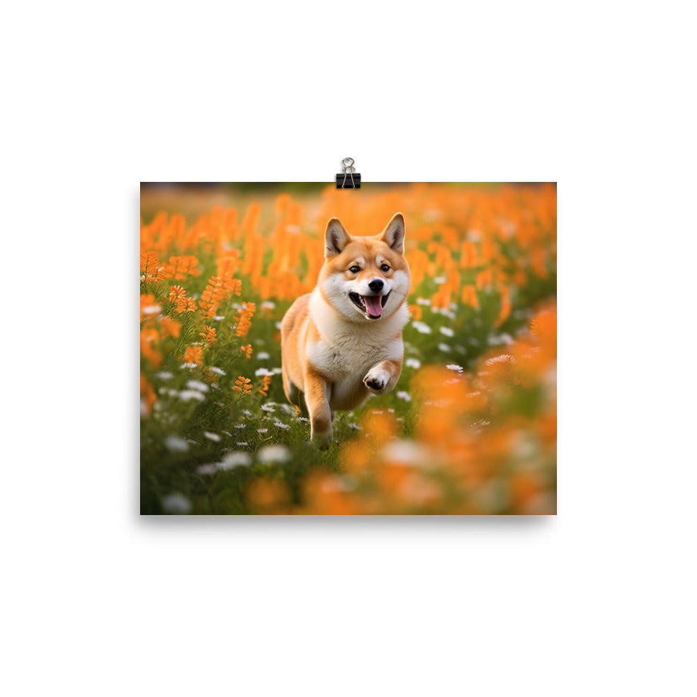 Shiba Inu Running photo paper poster - Posterfy.AI