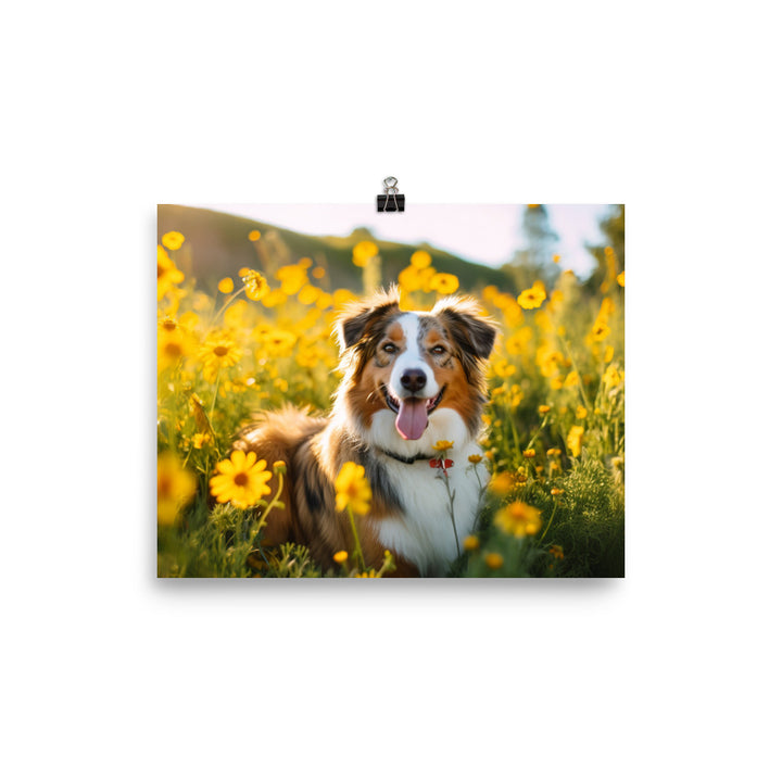 Australian Shepherd sitting photo paper poster - Posterfy.AI