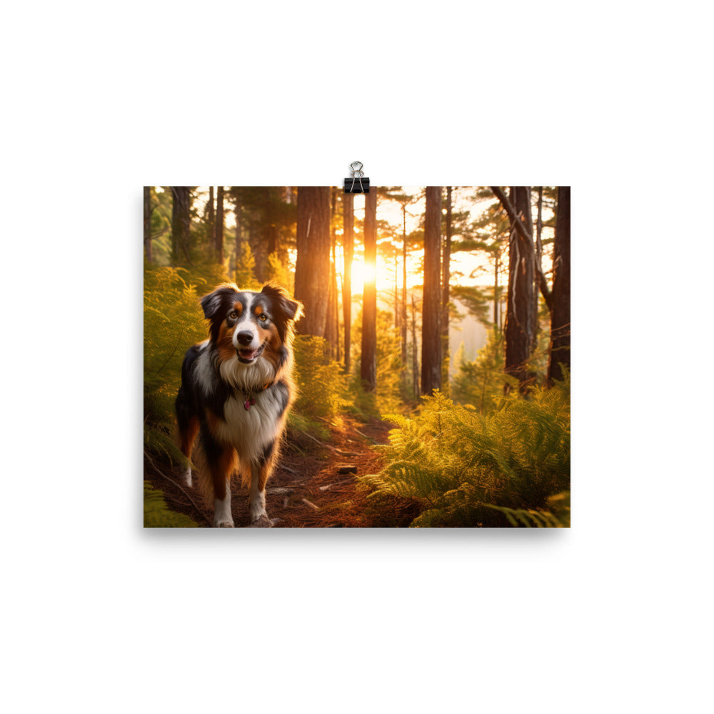 Australian Shepherd as it hikes photo paper poster - Posterfy.AI