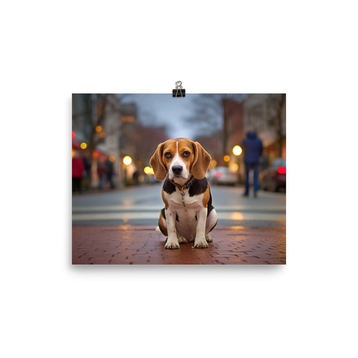 Beagle in the city photo paper poster - Posterfy.AI