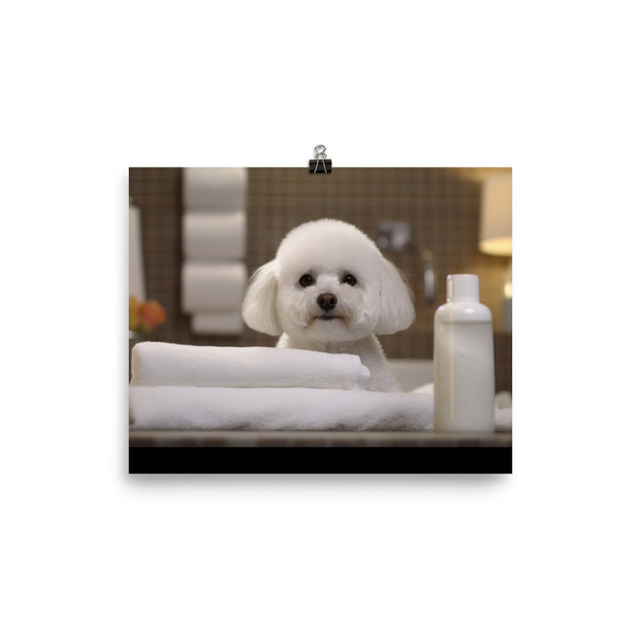 Bichon Frise in a Spa photo paper poster - Posterfy.AI