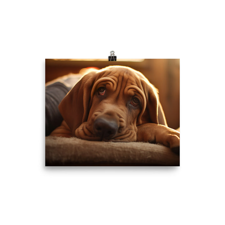 Cuddles with a Bloodhound photo paper poster - Posterfy.AI