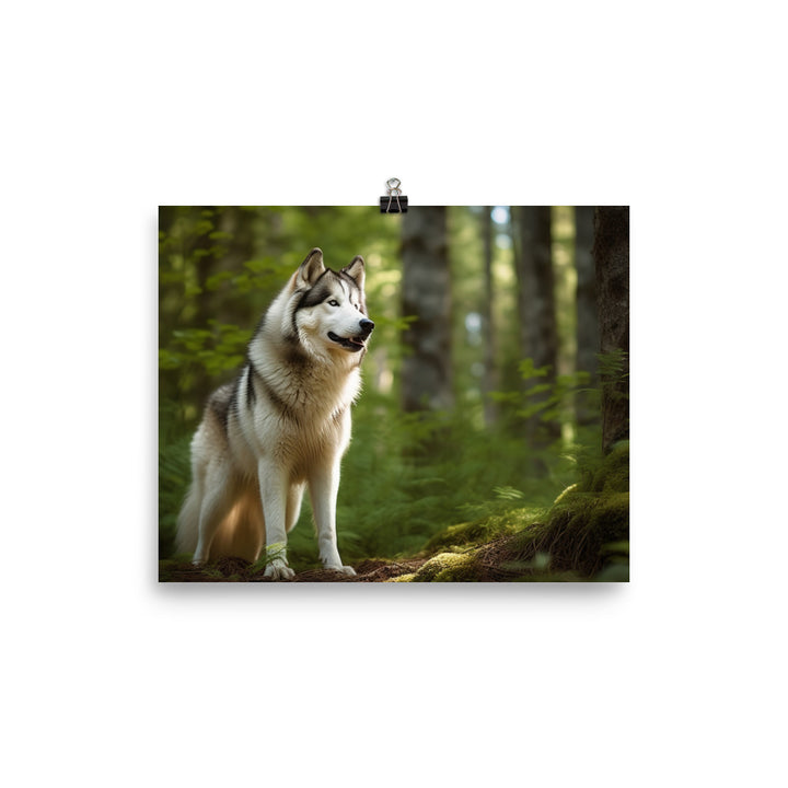 Alaskan Malamute in the Forest photo paper poster - Posterfy.AI