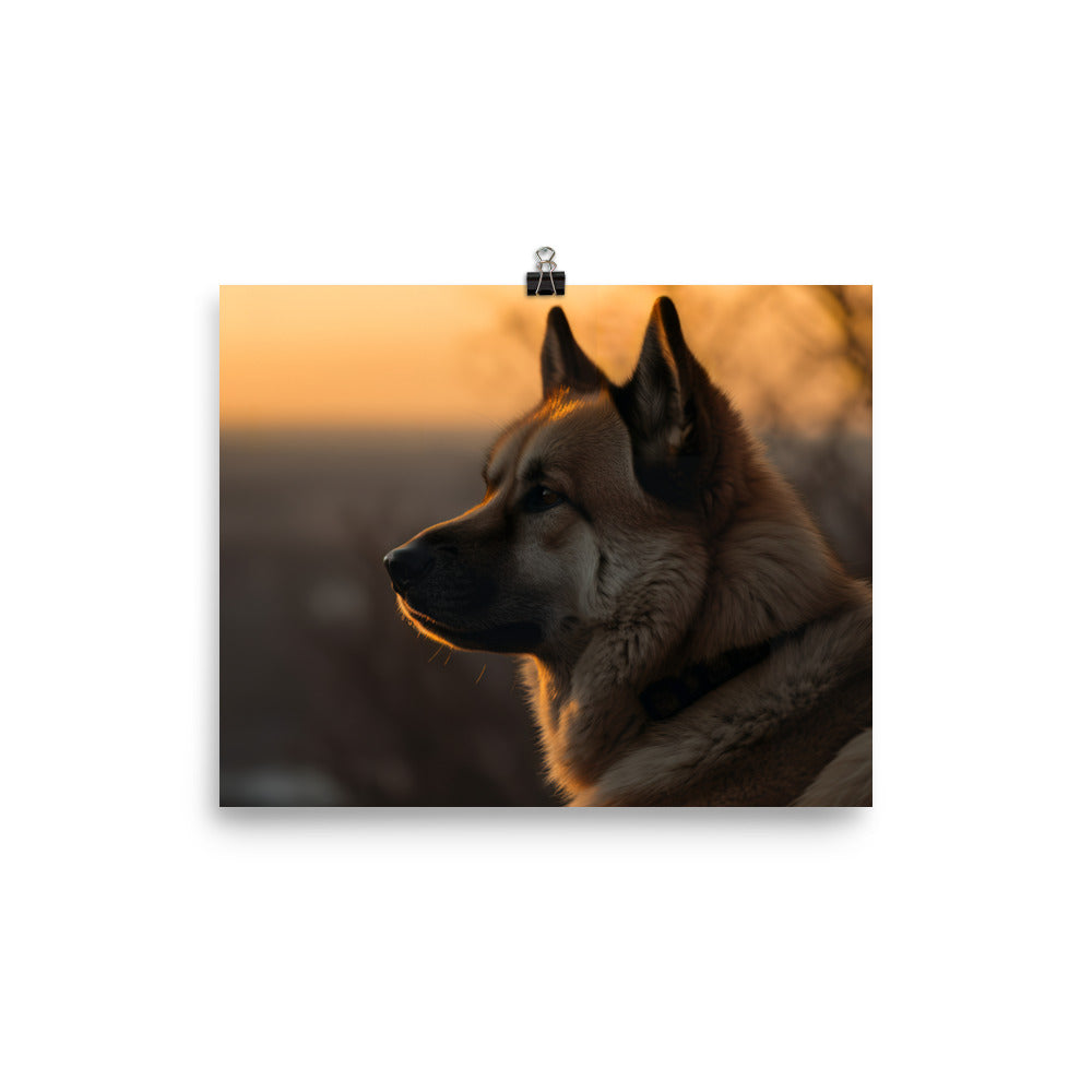 Noble Akita Gazing at the Sunset photo paper poster - Posterfy.AI