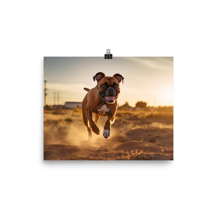 Energetic Boxer at Playtime photo paper poster - Posterfy.AI