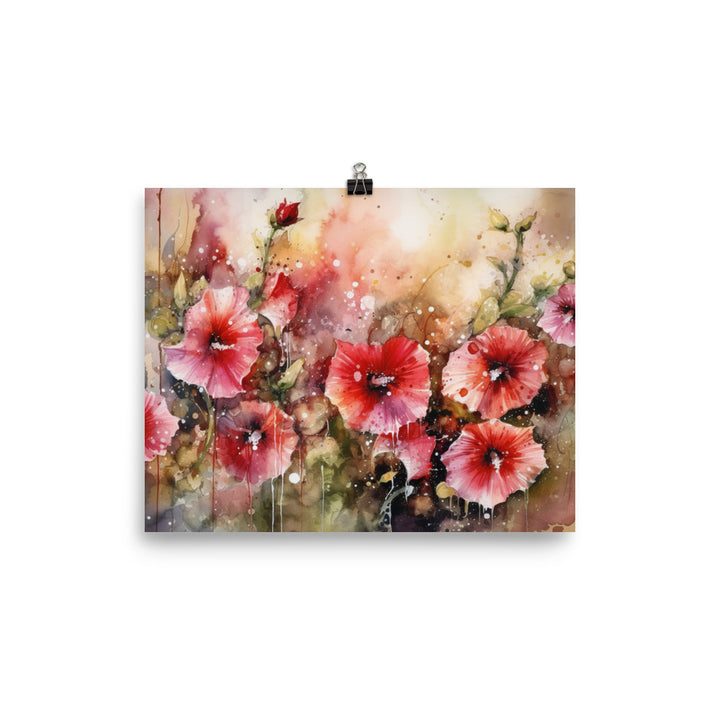 Symphony of Hollyhocks photo paper poster - Posterfy.AI