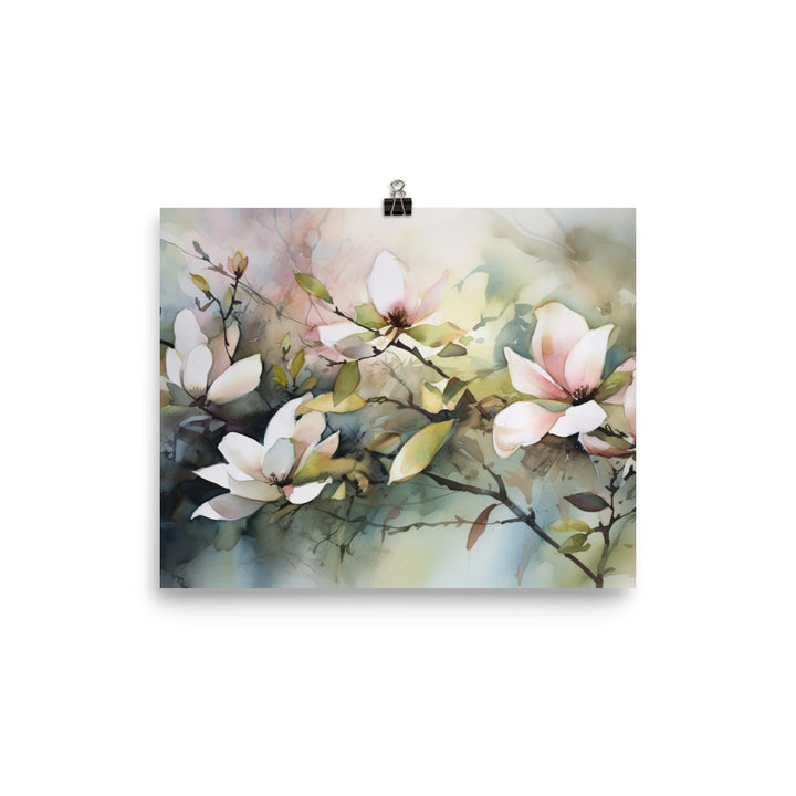 Magnolias in Tranquil Hues photo paper poster - Posterfy.AI