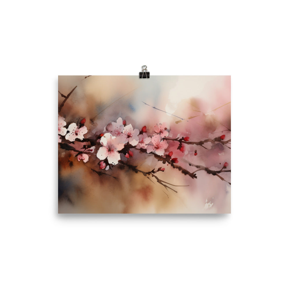 Watercolor Cherry Blossoms photo paper poster - Posterfy.AI